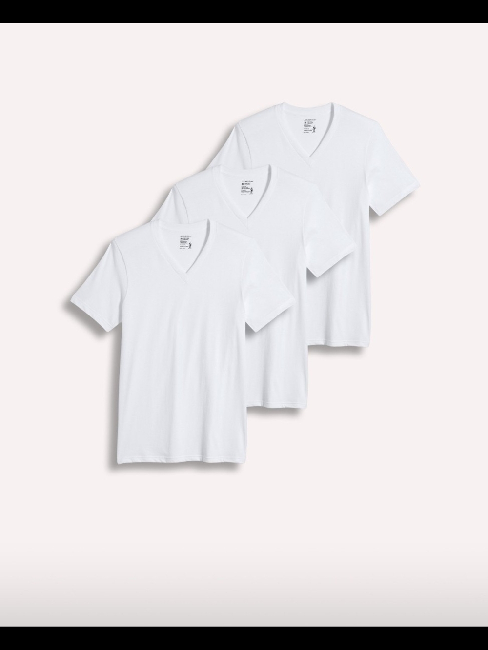 Classic White V-Neck  T-Shirt - 3 Pack 100% Cotton